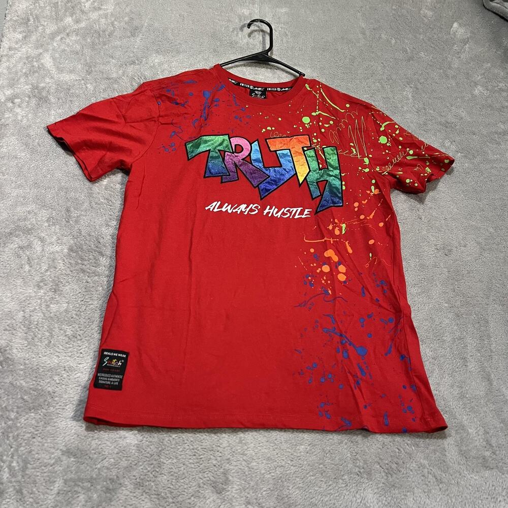 Switch Remarkable Shirt Mens Large Red Graphic TRUTH Always Hustle Graffiti Tee